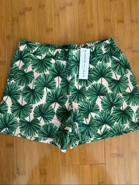 Janie and Jack Green Palm Leaf Print High-Waist Shorts